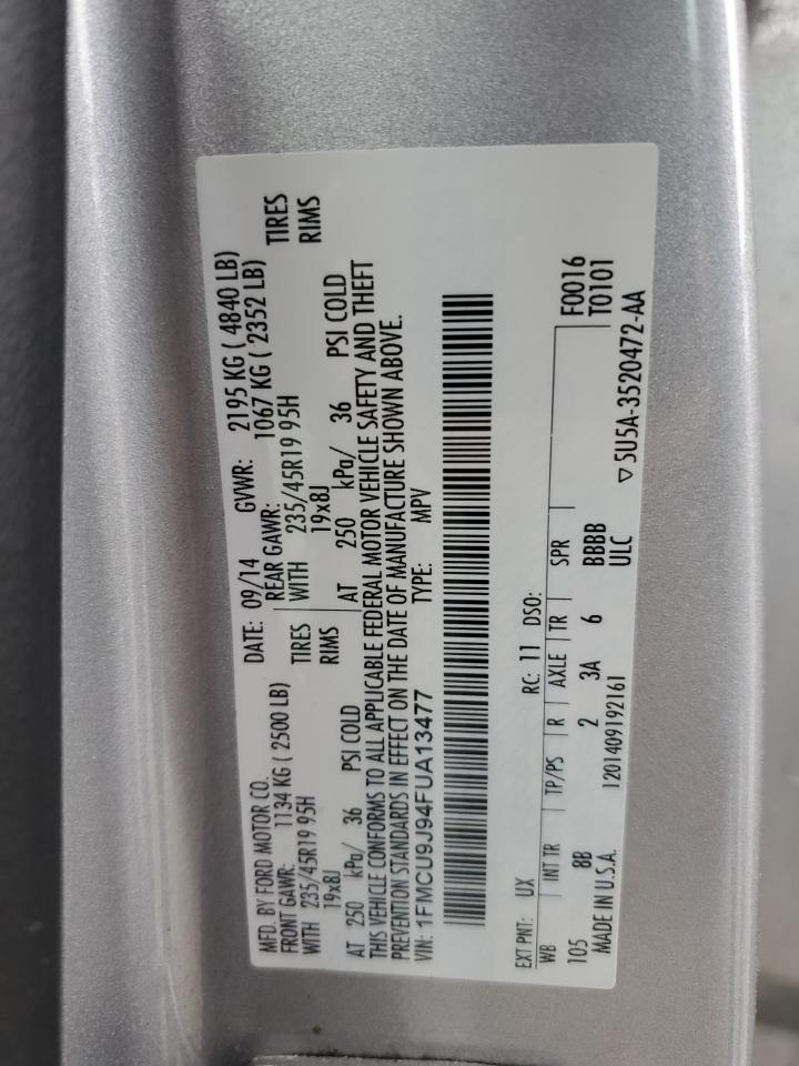 2015 Ford Escape Titanium VIN: 1FMCU9J94FUA13477 Lot: 59669975
