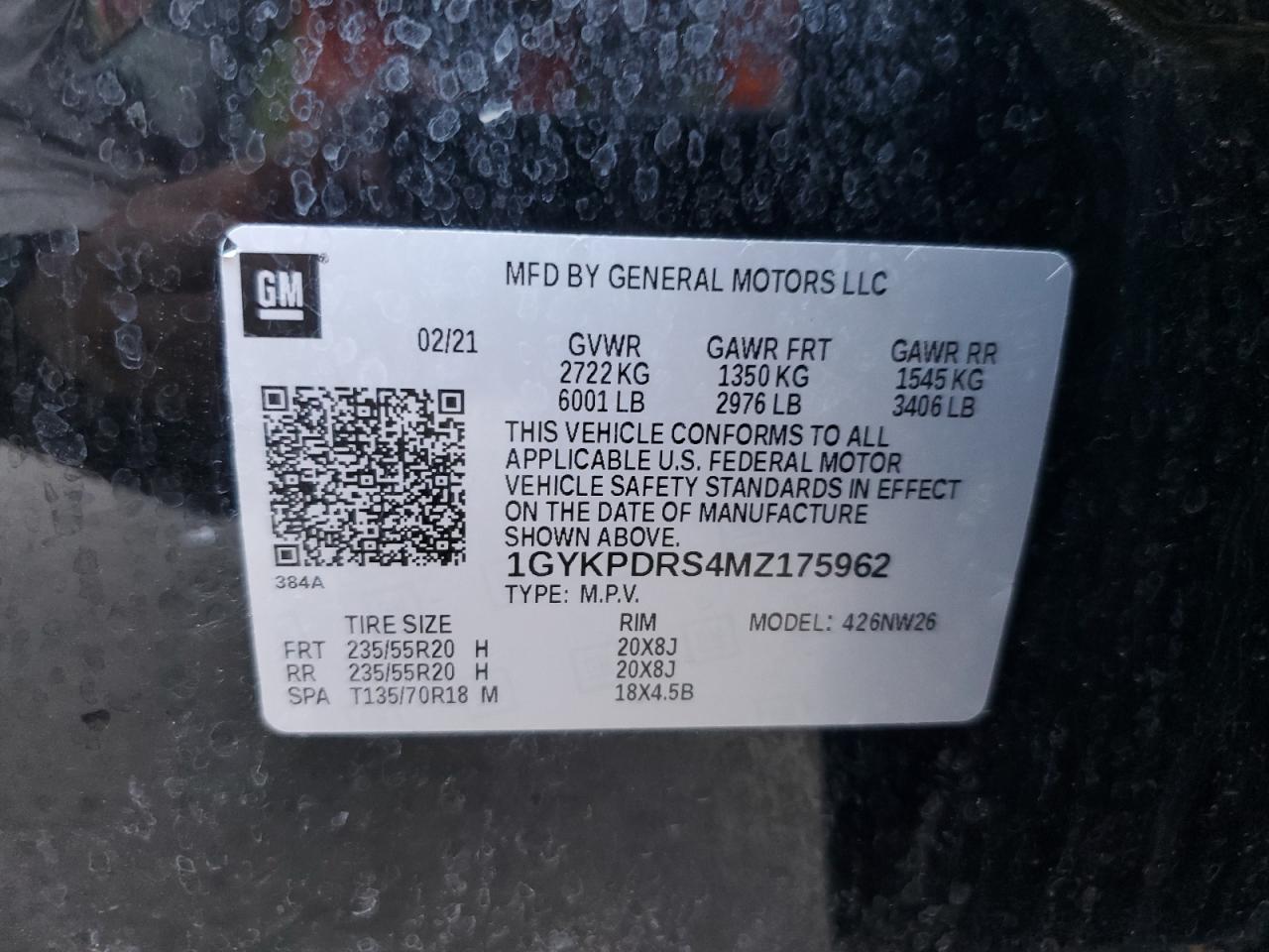 2021 Cadillac Xt6 Premium Luxury VIN: 1GYKPDRS4MZ175962 Lot: 59993565