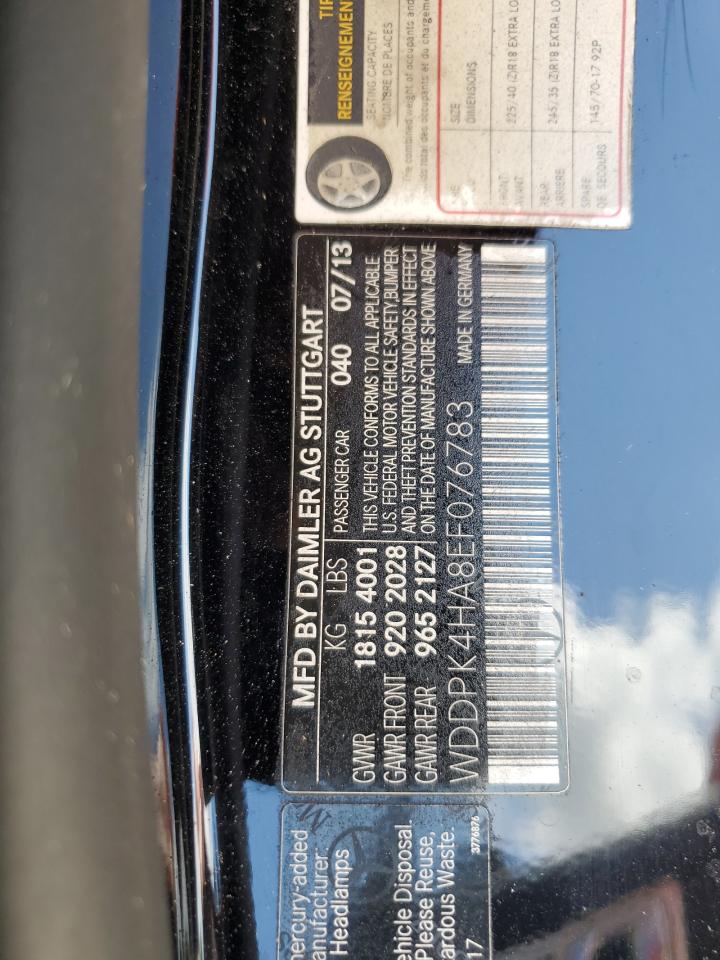 2014 Mercedes-Benz Slk 250 VIN: WDDPK4HA8EF076783 Lot: 61217085