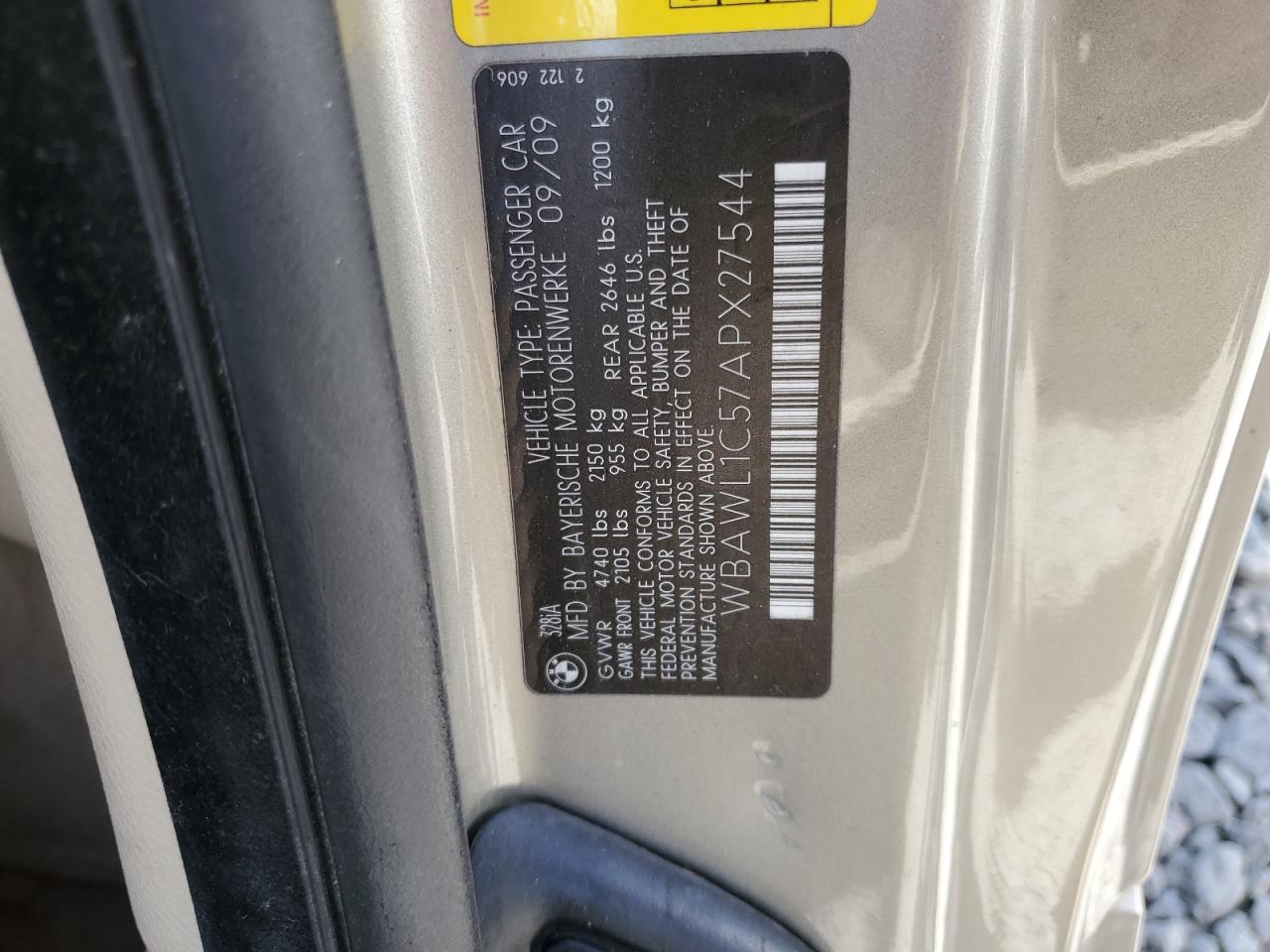2010 BMW 328 I VIN: WBAWL1C57APX27544 Lot: 62349415