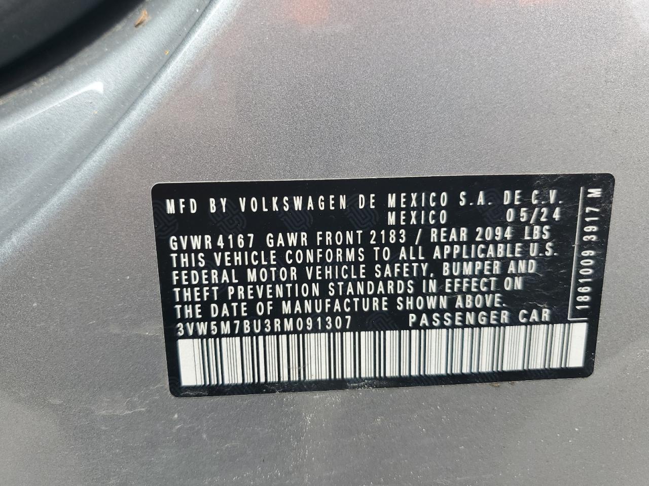 VOLKSWAGEN JETTA 2024 VIN 3VW5M7BU3RM091307 photo 12