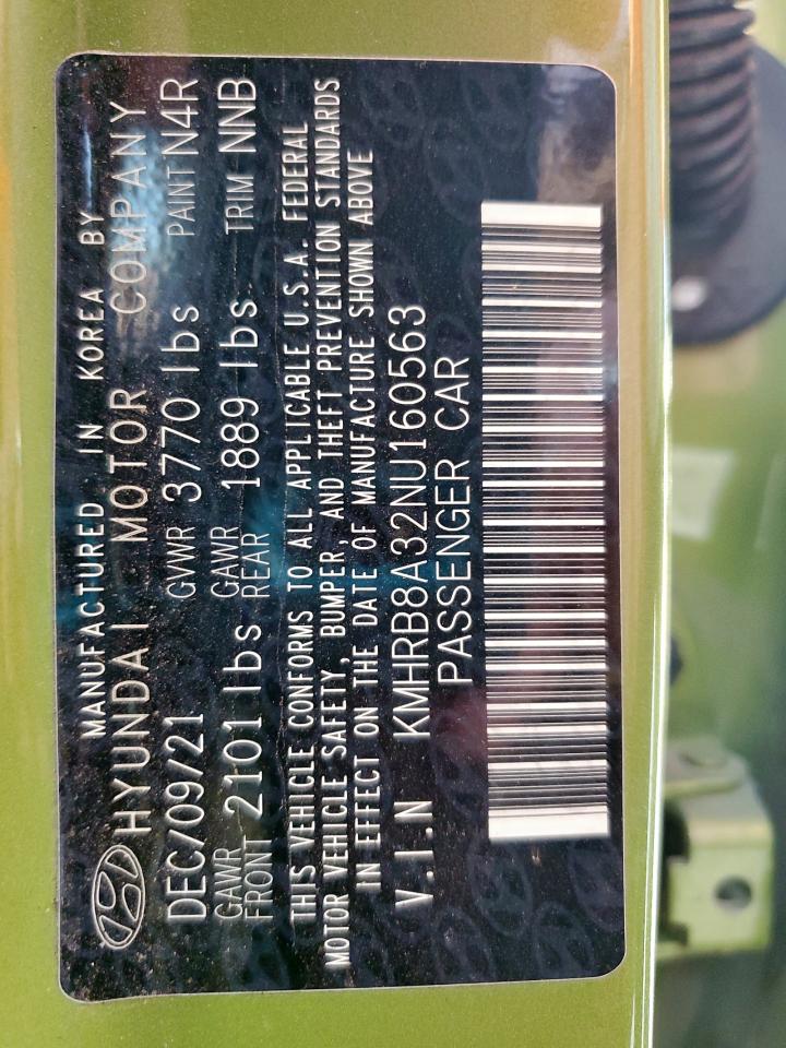 2022 Hyundai Venue Se VIN: KMHRB8A32NU160563 Lot: 60814525
