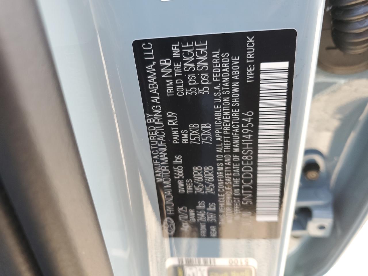 2025 Hyundai Santa Cruz Sel Activity VIN: 5NTJCDDE8SH149546 Lot: 60321905