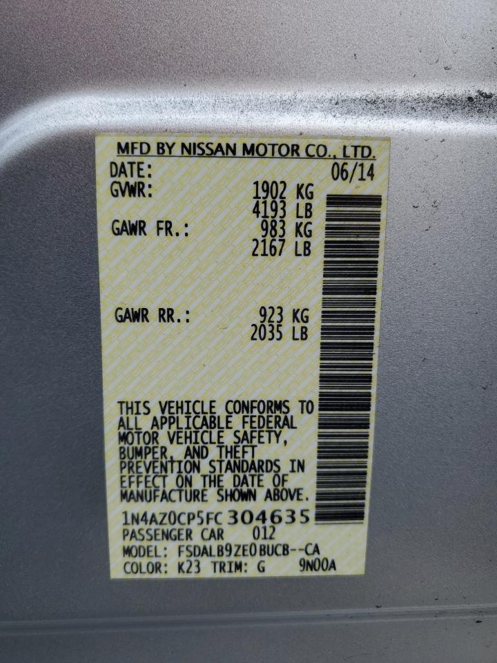 2015 Nissan Leaf S VIN: 1N4AZ0CP5FC304635 Lot: 62580045