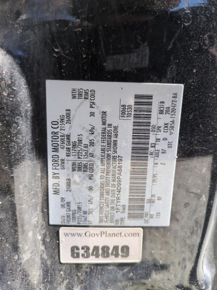 2009 Ford Ranger Super Cab VIN: 1FTYR14D99PA68197 Lot: 59678585