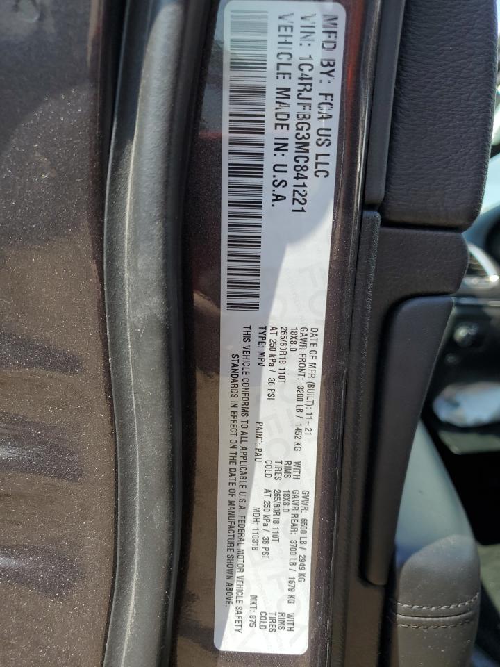 JEEP GRAND CHER 2021 VIN 1C4RJFBG3MC841221 zdjęcie 12