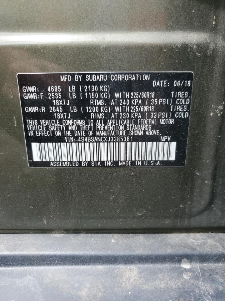 2018 Subaru Outback 2.5I Limited VIN: 4S4BSANCXJ3385381 Lot: 61352085