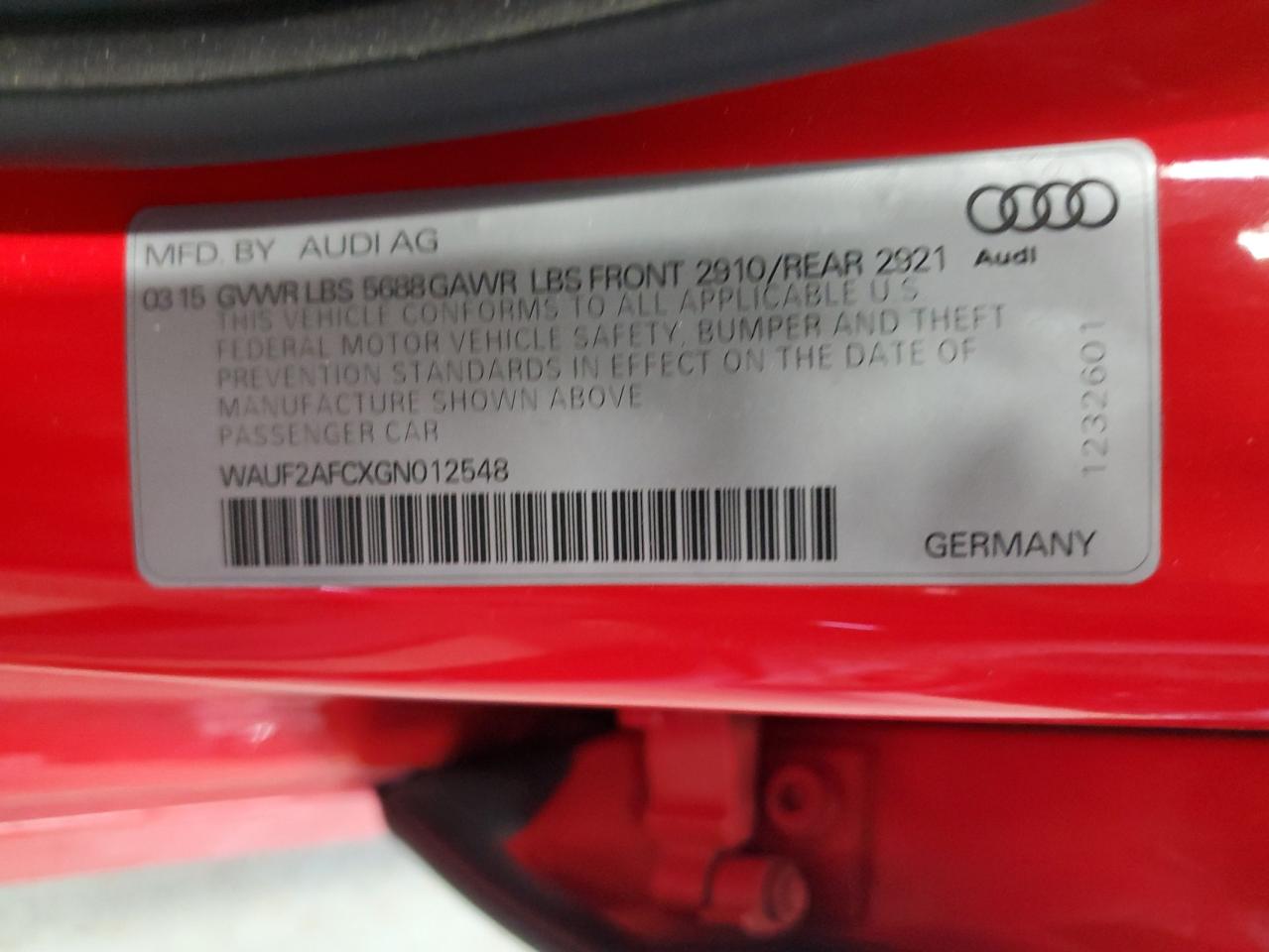 2016 Audi S6 Premium Plus VIN: WAUF2AFCXGN012548 Lot: 60028915