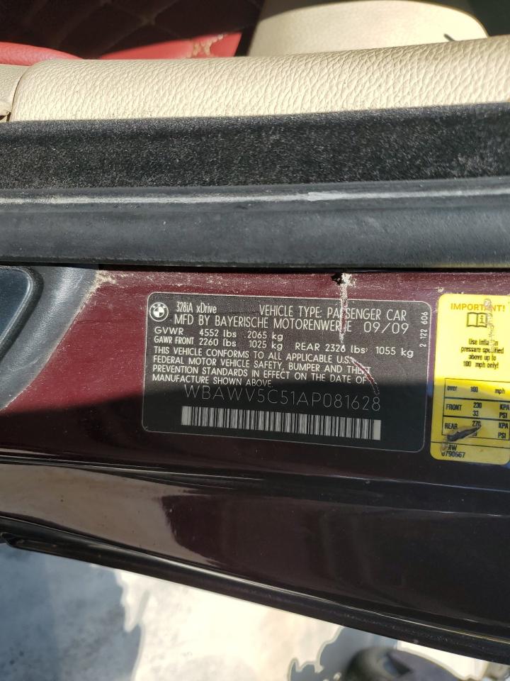 2010 BMW 328 Xi Sulev VIN: WBAWV5C51AP081628 Lot: 62723085