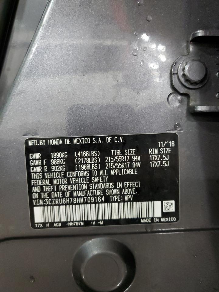 2017 Honda Hr-V Exl VIN: 3CZRU6H78HM709164 Lot: 62524625