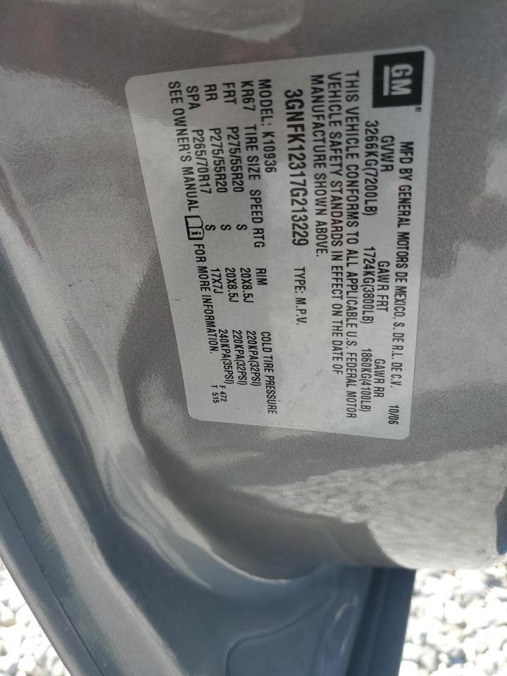 2007 Chevrolet Avalanche K1500 VIN: 3GNFK12317G213229 Lot: 61739975