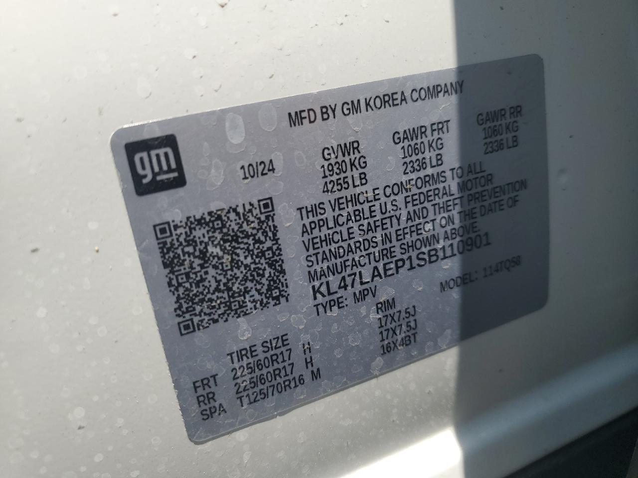 2025 Buick Envista Preferred VIN: KL47LAEP1SB110901 Lot: 62413465