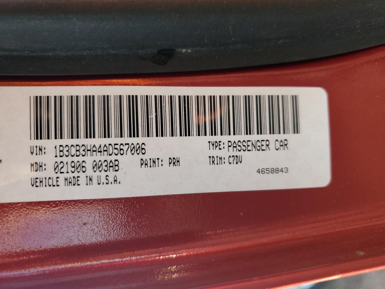 2010 Dodge Caliber Mainstreet VIN: 1B3CB3HA4AD567006 Lot: 62330865