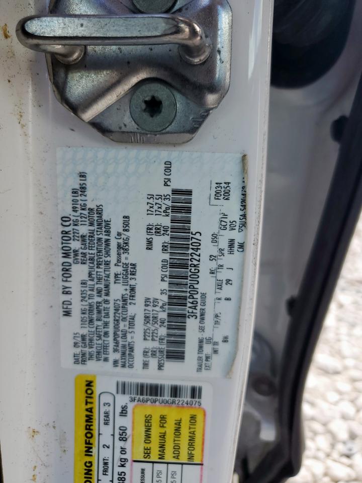 FORD FUSION 2016 VIN 3FA6P0PU0GR224075 фото 12