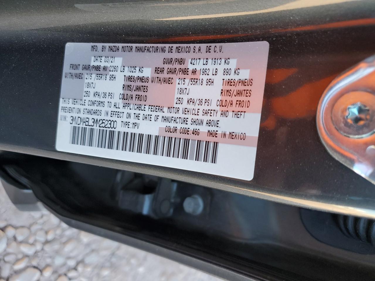 2021 Mazda Cx-30 Select VIN: 3MVDMABL3MM252300 Lot: 61505535