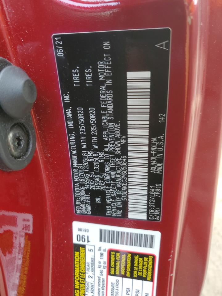 2021 Toyota Sienna Limited VIN: 5TDERKEC3MS050646 Lot: 59551425