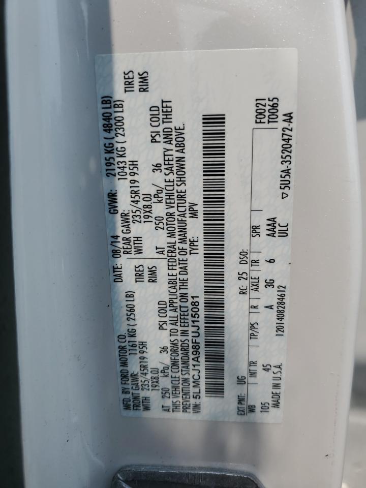 2015 Lincoln Mkc VIN: 5LMCJ1A98FUJ15081 Lot: 60447965