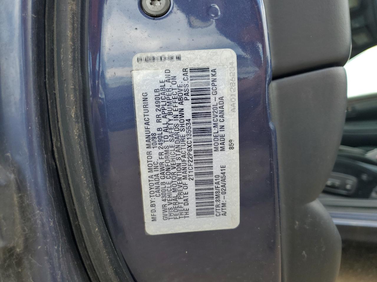 1999 Toyota Camry Solara Se VIN: 2T1CF22P6XC135534 Lot: 61900395