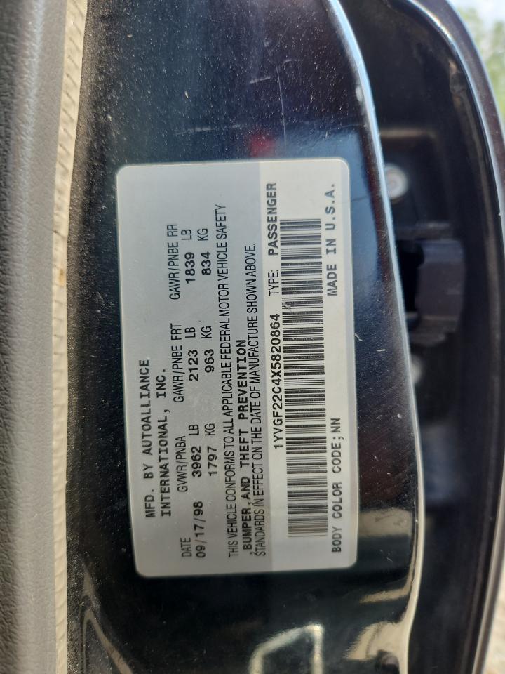 1999 Mazda 626 Es VIN: 1YVGF22C4X5820864 Lot: 59305085