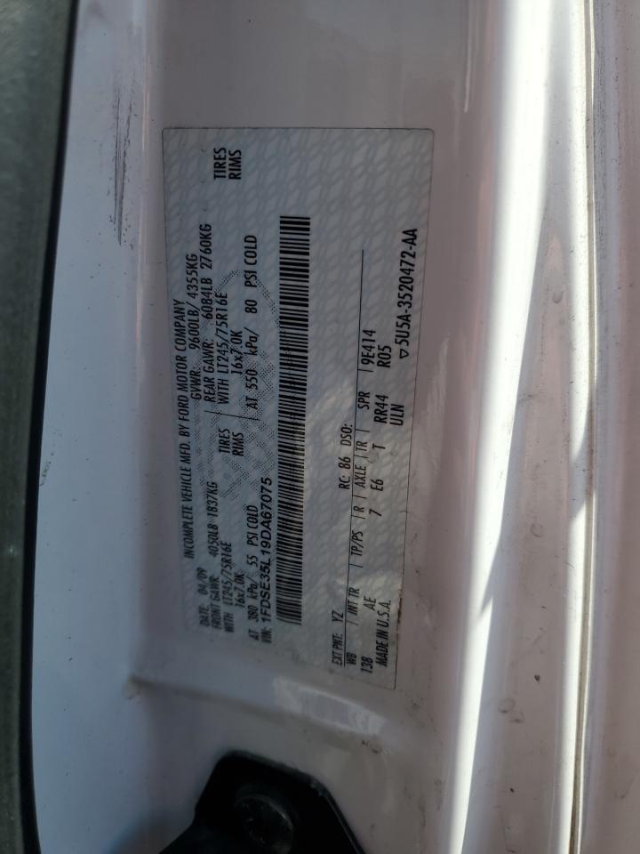2009 Ford Econoline E350 Super Duty Cutaway Van VIN: 1FDSE35L19DA67075 Lot: 60336715