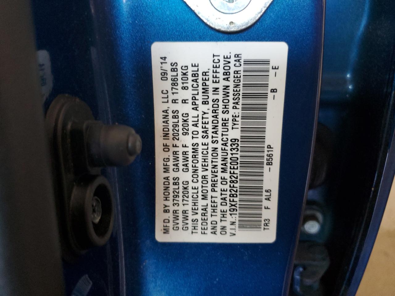 2015 Honda Civic Ex VIN: 19XFB2F82FE001339 Lot: 59338695