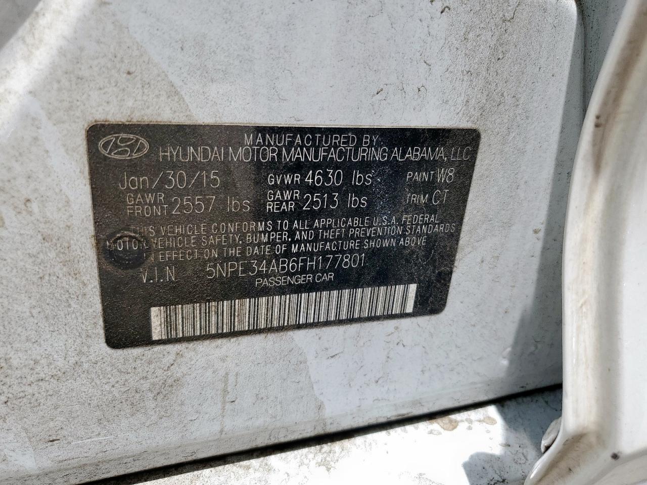 HYUNDAI SONATA 2015 VIN 5NPE34AB6FH177801 photo 12