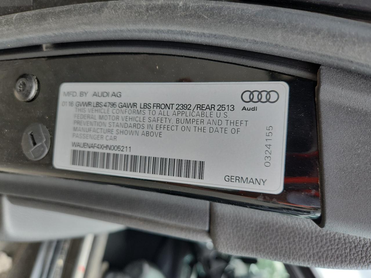 2017 Audi A4 Premium Plus VIN: WAUENAF4XHN005211 Lot: 60339715