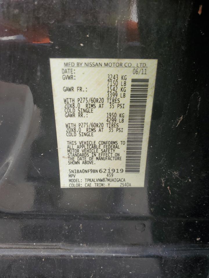 2011 Nissan Armada Platinum VIN: 5N1BA0NF9BN621919 Lot: 61997245