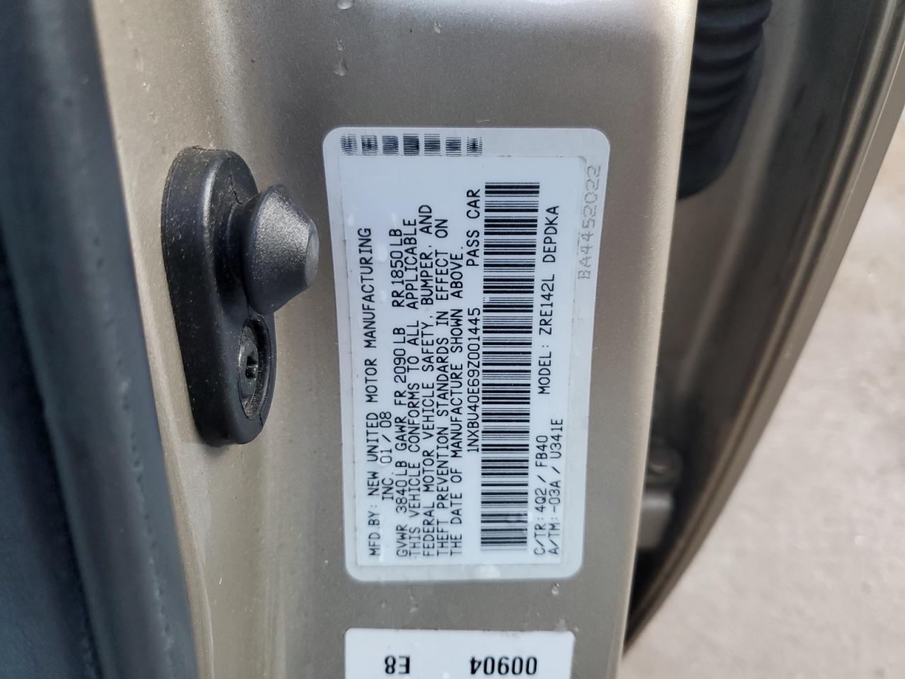 2009 Toyota Corolla Base VIN: 1NXBU40E69Z001445 Lot: 62362985