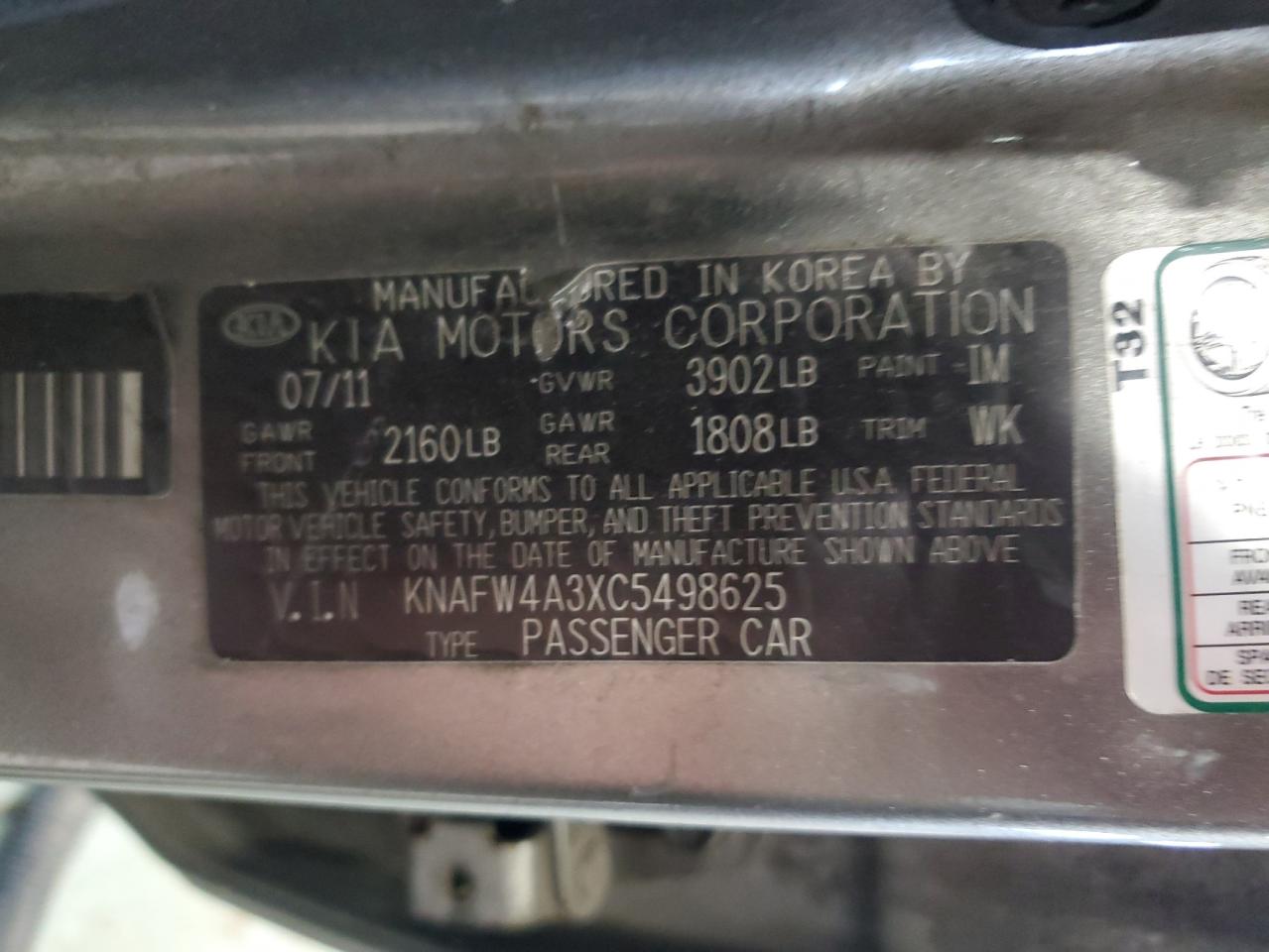 2012 Kia Forte Sx VIN: KNAFW4A3XC5498625 Lot: 61411685