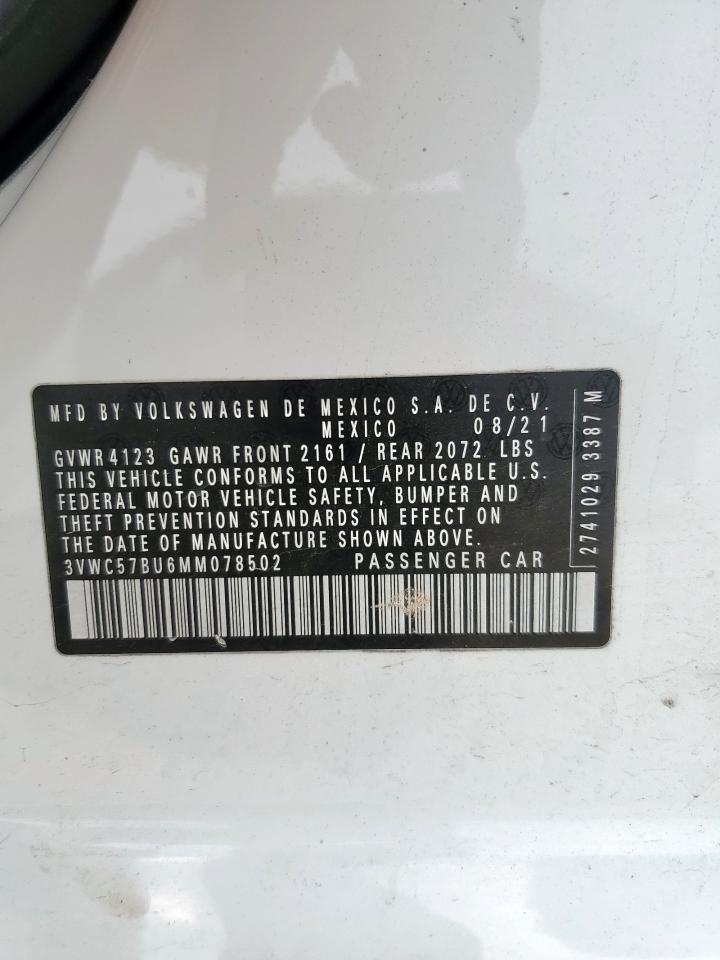 2021 Volkswagen Jetta S VIN: 3VWC57BU6MM078502 Lot: 59665085