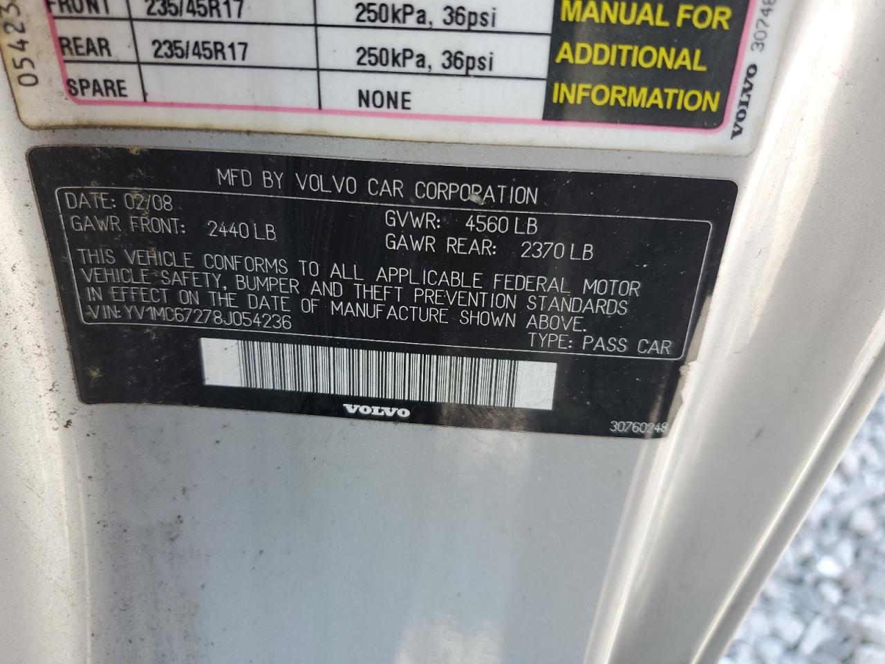 2008 Volvo C70 T5 VIN: YV1MC67278J085423 Lot: 59925135
