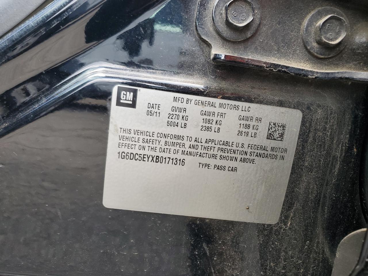 2011 Cadillac Cts VIN: 1G6DC5EYXB0171316 Lot: 59926945