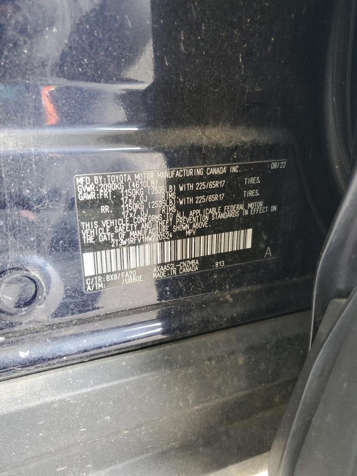 2022 Toyota Rav4 Xle VIN: 2T3W1RFV1NW220524 Lot: 62321805