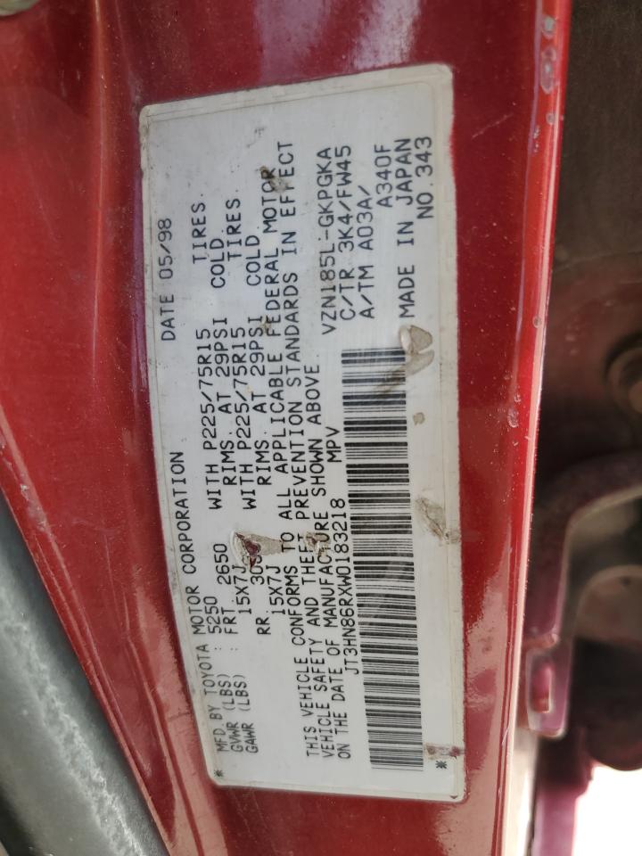 1998 Toyota 4Runner Sr5 VIN: JT3HN86RXW0183218 Lot: 61655005