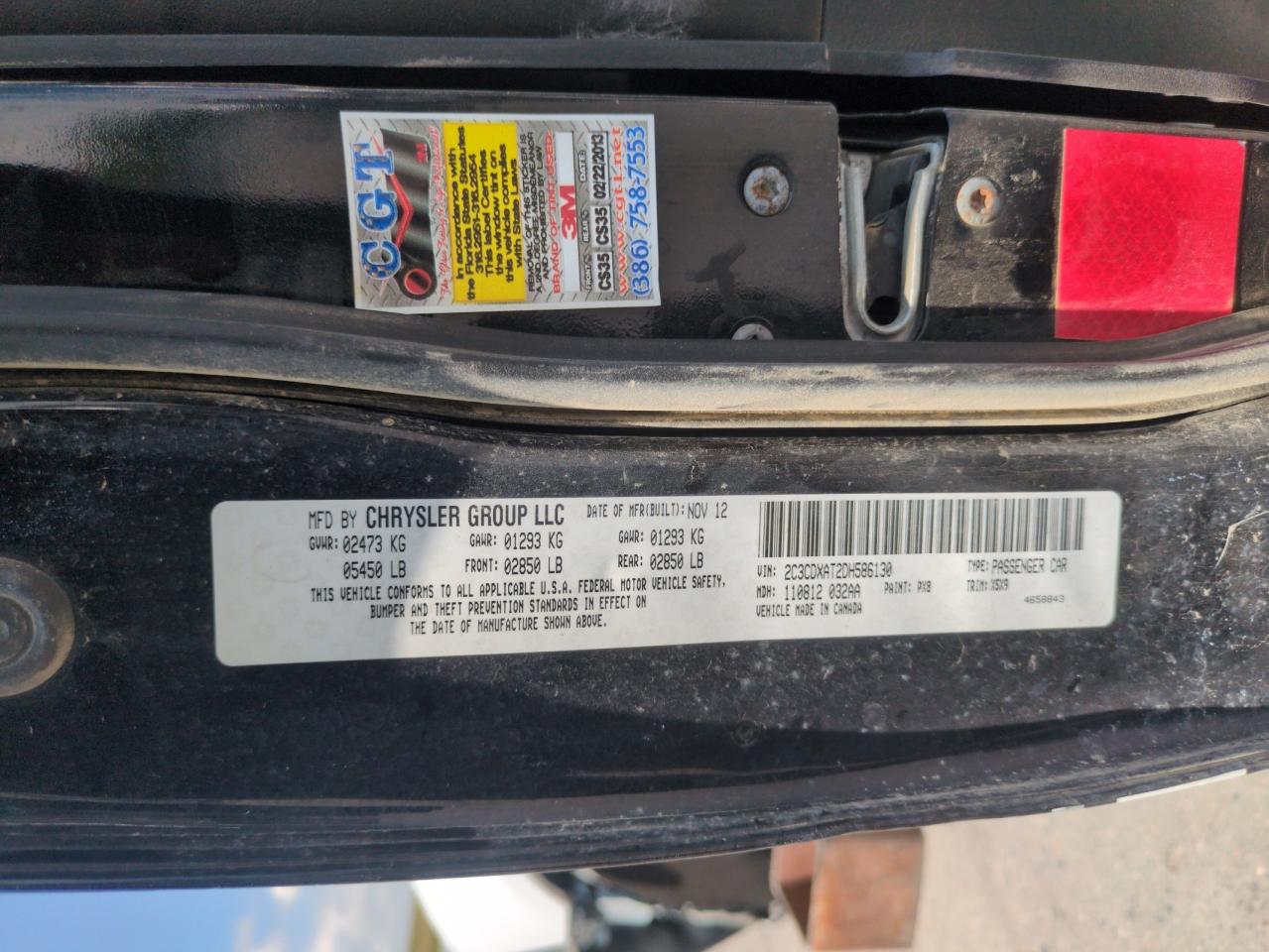 2013 Dodge Charger Police VIN: 2C3CDXAT2DH586130 Lot: 62962925