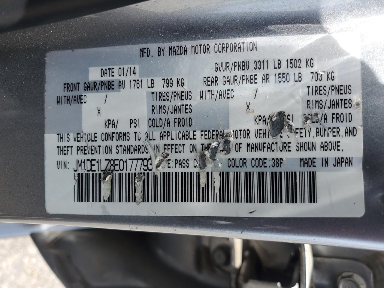 2014 Mazda Mazda2 Touring VIN: JM1DE1LZ8E0177793 Lot: 61245555