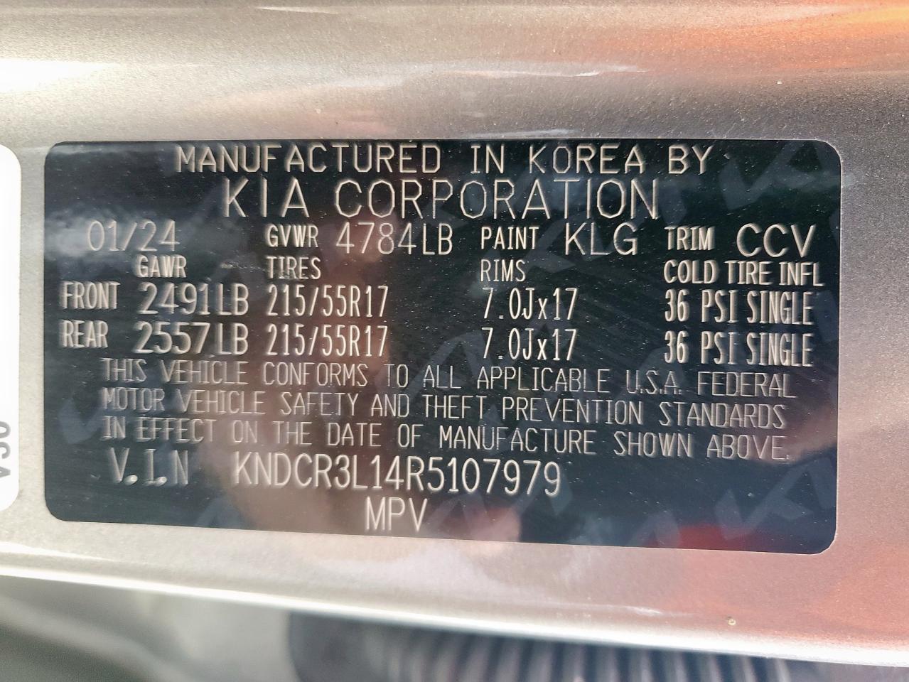 2024 Kia Niro Wind VIN: KNDCR3L14R5107979 Lot: 62550315