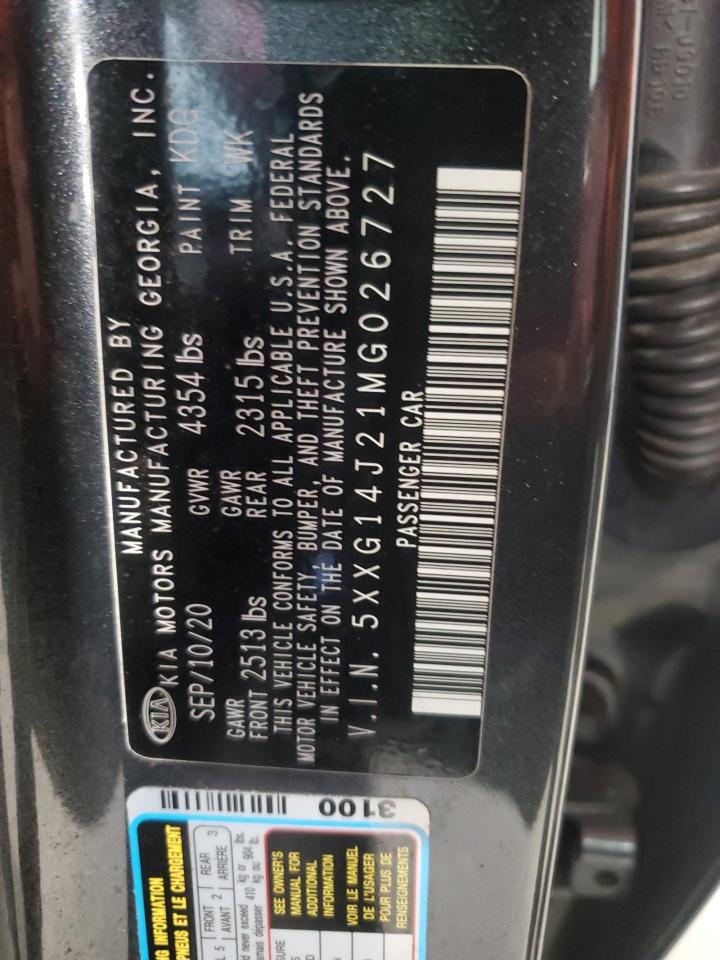 2021 Kia K5 Lxs VIN: 5XXG14J21MG026727 Lot: 61342385