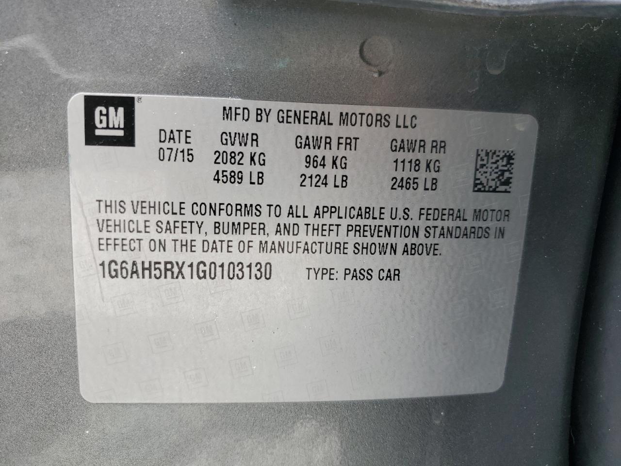 2016 Cadillac Ats Luxury VIN: 1G6AH5RX1G0103130 Lot: 60806875