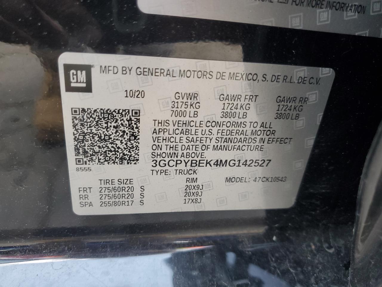 2021 Chevrolet Silverado K1500 Custom VIN: 3GCPYBEK4MG142527 Lot: 60066375