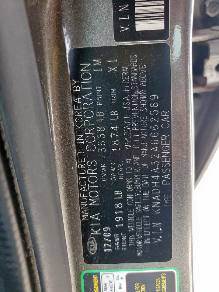 2010 Kia Rio Lx VIN: KNADH4A32A6662569 Lot: 59848655
