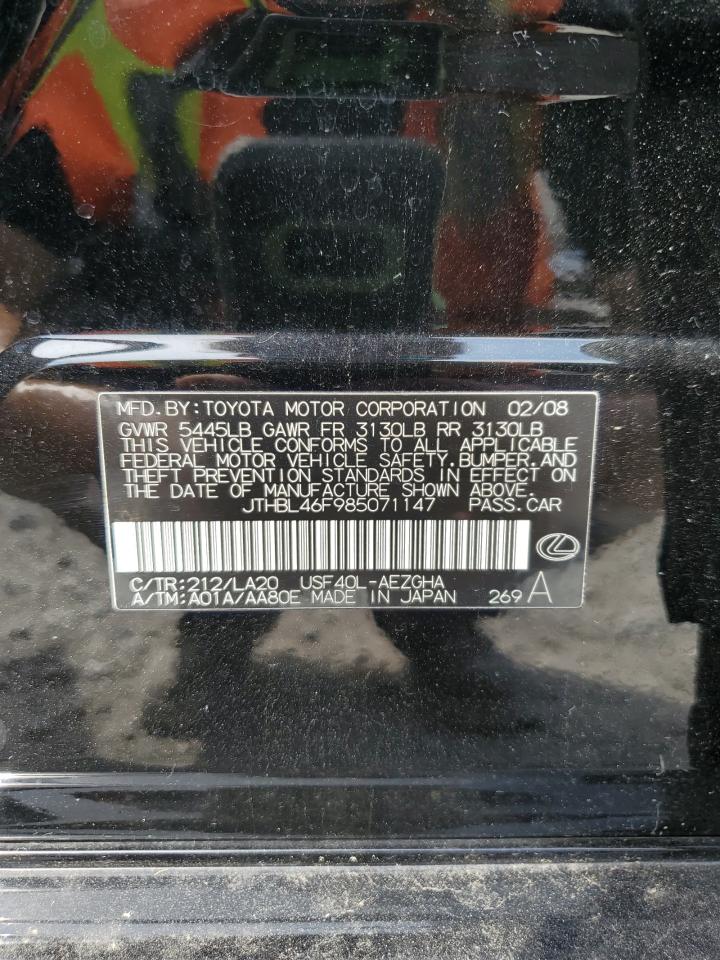 2008 Lexus Ls 460 VIN: JTHBL46F985071147 Lot: 61249795