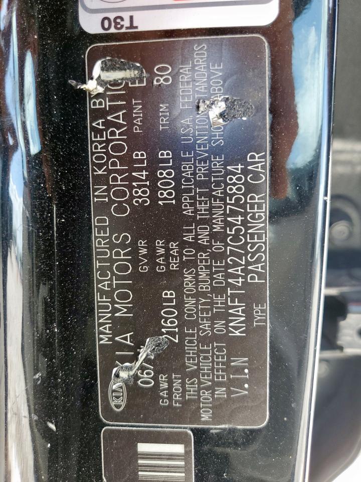 2012 Kia Forte Lx VIN: KNAFT4A27C5475884 Lot: 61652785