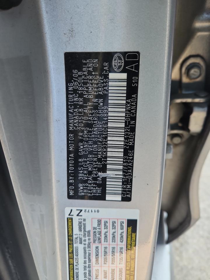 2006 Toyota Corolla Matrix Xr VIN: 2T1KR32E16C614899 Lot: 62105235