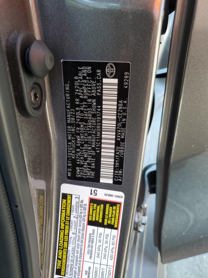TOYOTA CAMRY 2024 VIN 4T1C11AK0RU191744 фото 13