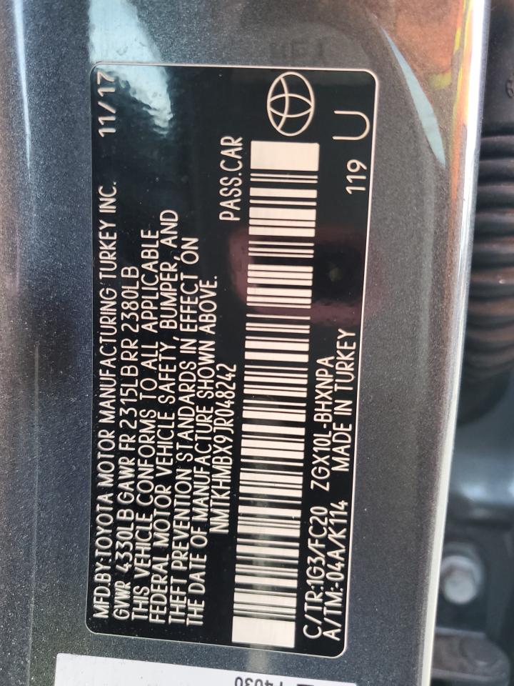 2018 Toyota C-Hr Xle VIN: NMTKHMBX9JR048242 Lot: 62730415
