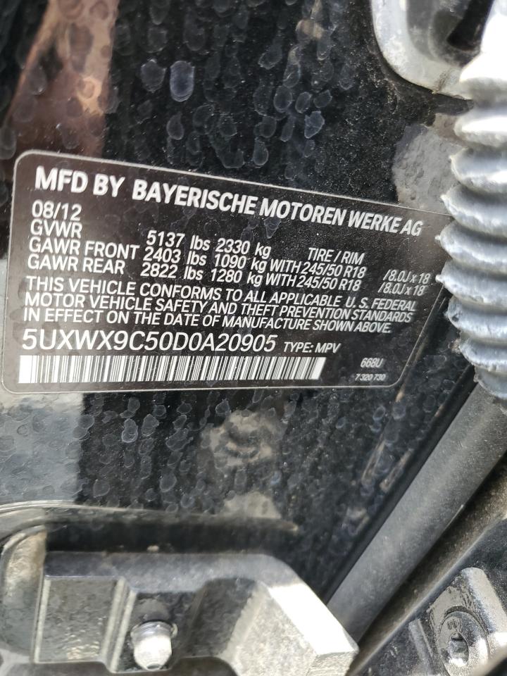 2013 BMW X3 xDrive28I VIN: 5UXWX9C50D0A20905 Lot: 61624775