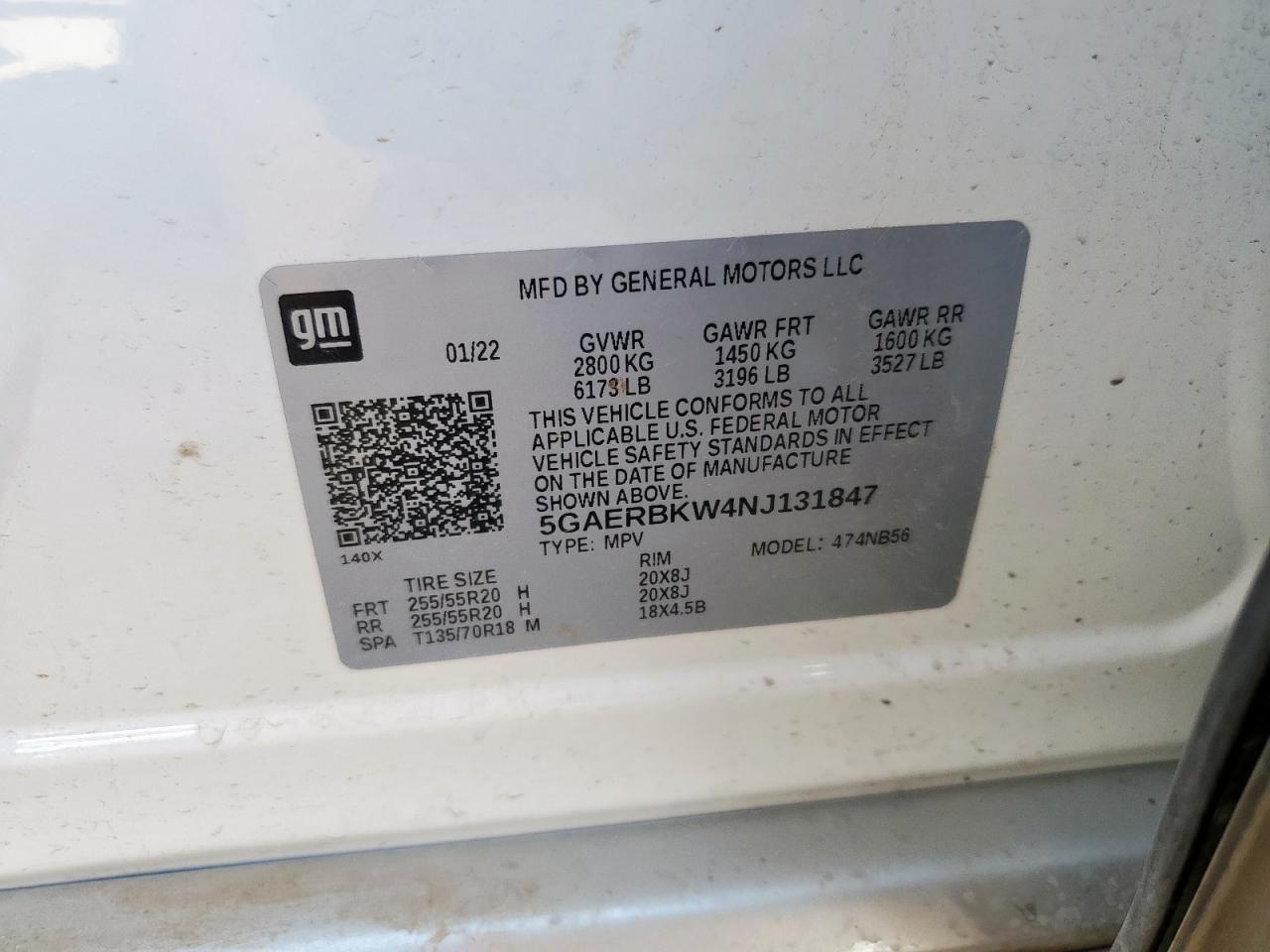 2022 Buick Enclave Essence VIN: 5GAERBKW4NJ131847 Lot: 59680935