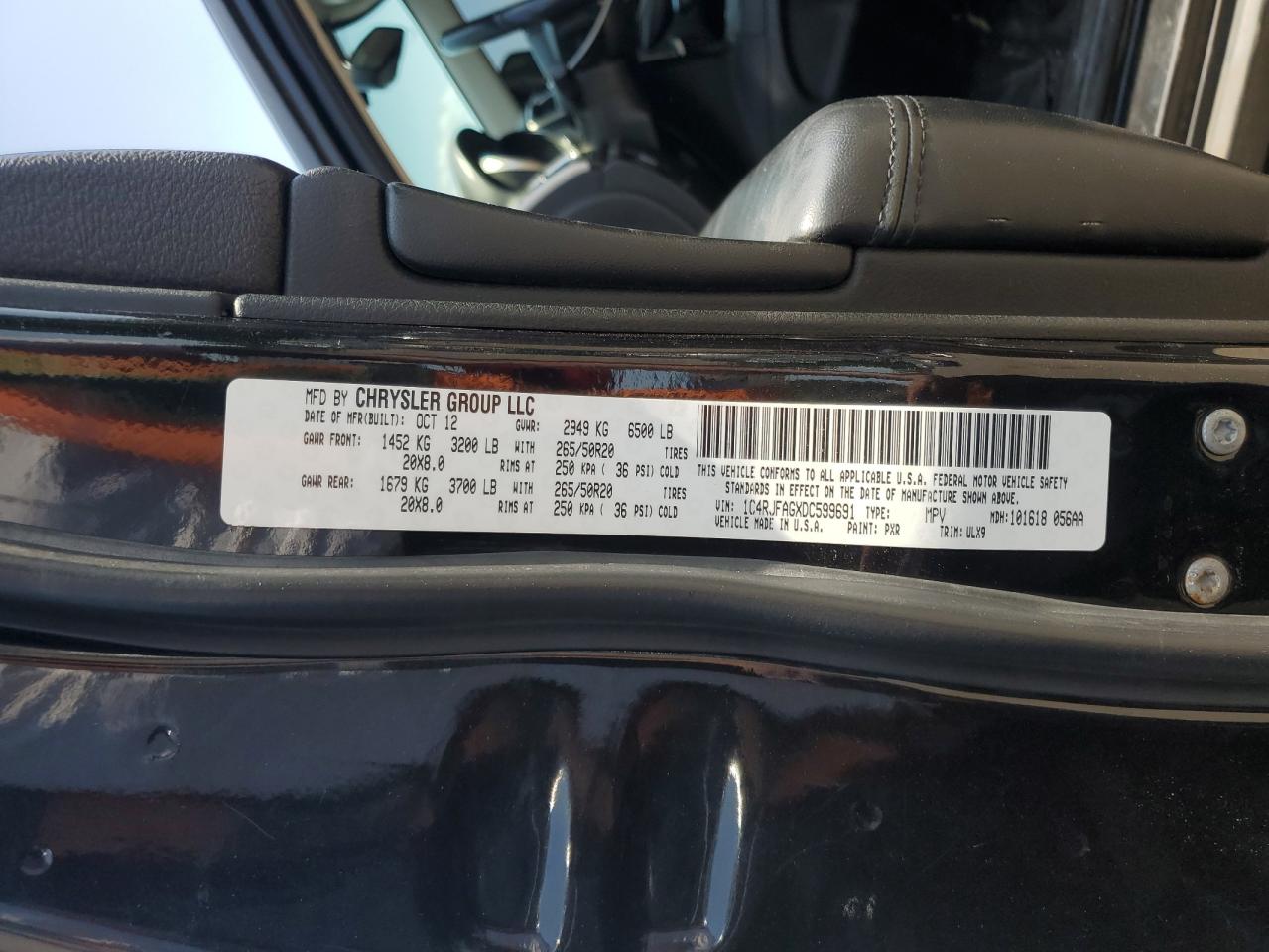 2013 Jeep Grand Cherokee Laredo VIN: 1C4RJFAGXDC59969 Lot: 62098745